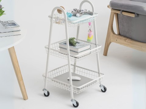 Półka szafka łazienkowa kuchenna na kółkach regał metalowa trzy poziomy 3 Półka szafka łazienkowa kuchenna na kółkach regał metalowa trzy poziomy 3
