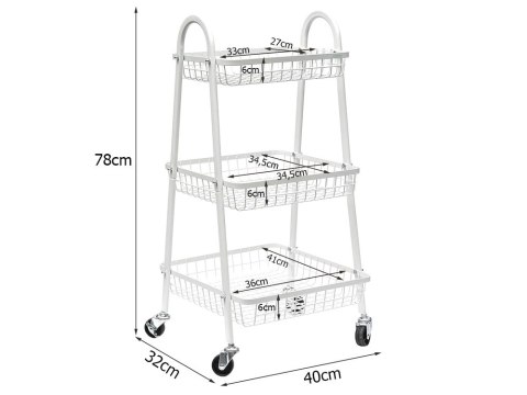 Półka szafka łazienkowa kuchenna na kółkach regał metalowa trzy poziomy 3 Półka szafka łazienkowa kuchenna na kółkach regał metalowa trzy poziomy 3