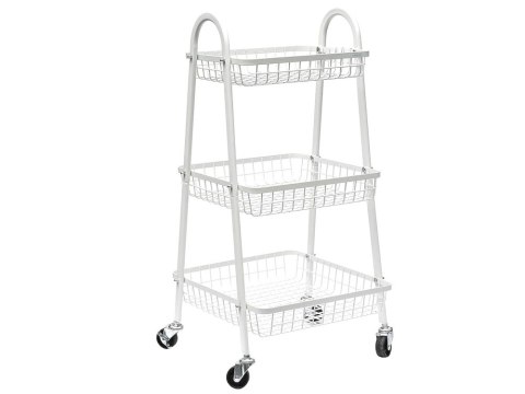 Półka szafka łazienkowa kuchenna na kółkach regał metalowa trzy poziomy 3 Półka szafka łazienkowa kuchenna na kółkach regał metalowa trzy poziomy 3