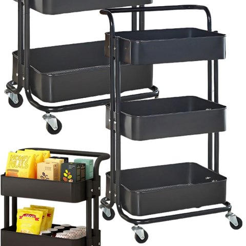 Regał kuchenny łazienkowy na kółkach wózek 3 poziomy metalowy organizer Regał kuchenny łazienkowy na kółkach wózek 3 poziomy metalowy organizer