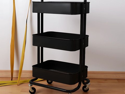 Regał kuchenny łazienkowy na kółkach wózek 3 poziomy metalowy organizer Regał kuchenny łazienkowy na kółkach wózek 3 poziomy metalowy organizer