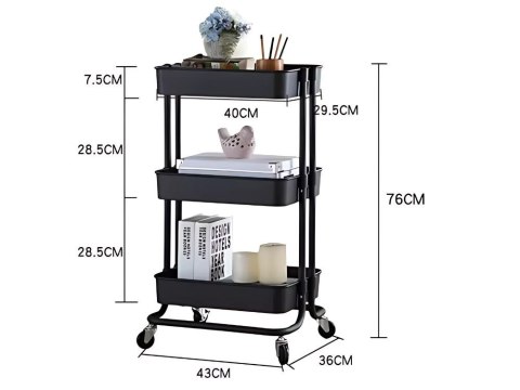 Regał kuchenny łazienkowy na kółkach wózek 3 poziomy metalowy organizer Regał kuchenny łazienkowy na kółkach wózek 3 poziomy metalowy organizer