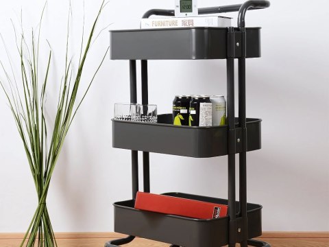 Regał kuchenny łazienkowy na kółkach wózek 3 poziomy metalowy organizer Regał kuchenny łazienkowy na kółkach wózek 3 poziomy metalowy organizer