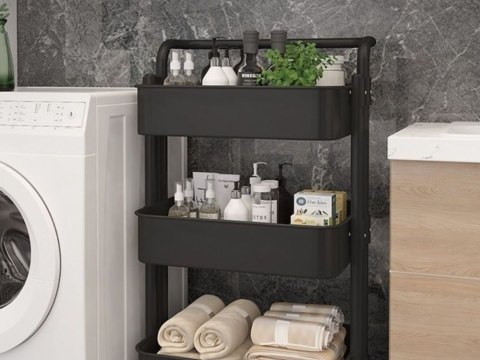 Regał kuchenny łazienkowy na kółkach wózek 3 poziomy metalowy organizer Regał kuchenny łazienkowy na kółkach wózek 3 poziomy metalowy organizer
