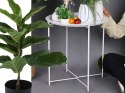 Stolik okrągły kawowy metalowy składany z tacą na taras balkon loft biały