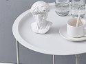 Stolik okrągły kawowy metalowy składany z tacą na taras balkon loft biały