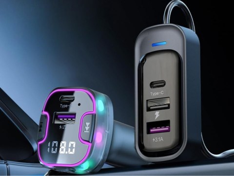 Transmiter bluetooth samochodowy fm 3x usb typ c adapter ładowarka Transmiter bluetooth samochodowy fm 3x usb typ c adapter ładowarka