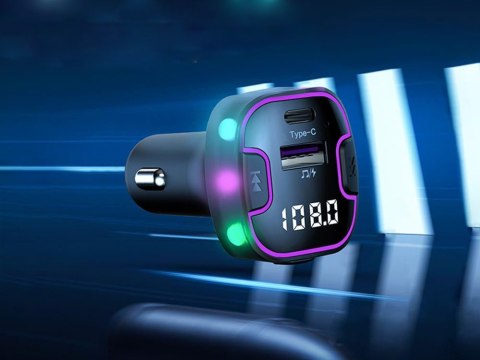 Transmiter bluetooth samochodowy fm 3x usb typ c adapter ładowarka Transmiter bluetooth samochodowy fm 3x usb typ c adapter ładowarka