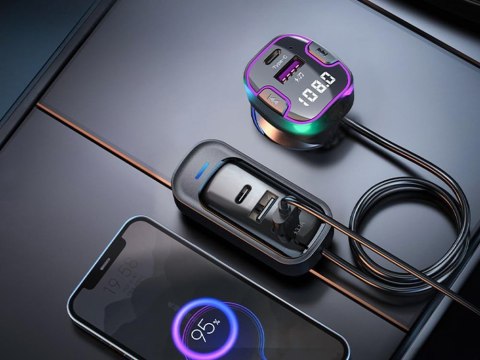 Transmiter bluetooth samochodowy fm 3x usb typ c adapter ładowarka Transmiter bluetooth samochodowy fm 3x usb typ c adapter ładowarka