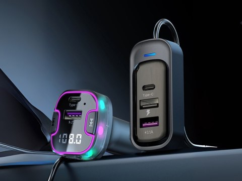 Transmiter bluetooth samochodowy fm 3x usb typ c adapter ładowarka Transmiter bluetooth samochodowy fm 3x usb typ c adapter ładowarka