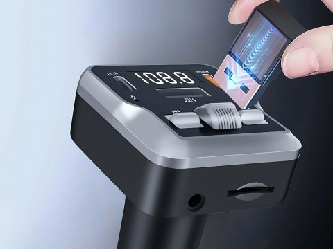Transmiter fm mp3 estaw głośnomówiący 2xusb c bluetooth 5.3 12v karta sd Transmiter fm mp3 estaw głośnomówiący 2xusb c bluetooth 5.3 12v karta sd