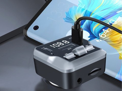 Transmiter fm mp3 estaw głośnomówiący 2xusb c bluetooth 5.3 12v karta sd Transmiter fm mp3 estaw głośnomówiący 2xusb c bluetooth 5.3 12v karta sd