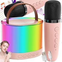 Zestaw do karaoke 2x mikrofon bezprzewodowy przenośny bluetooth głośnik rgb