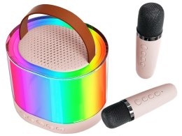 Zestaw do karaoke 2x mikrofon bezprzewodowy przenośny bluetooth głośnik rgb