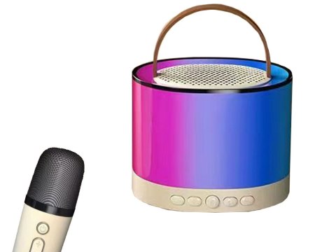 Zestaw do karaoke 2x mikrofon bezprzewodowy przenośny bluetooth głośnik rgb Zestaw do karaoke 2x mikrofon bezprzewodowy przenośny bluetooth głośnik rgb