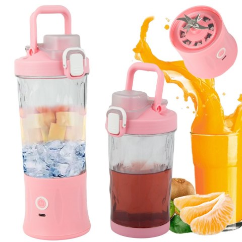 Blender do smoothie przenośny usb bezprzewodowy rozdrabniacz do lodu róż