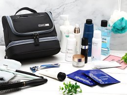 Kosmetyczka podróżna ogranizer z haczykiem duża unisex wodoodporna czarna