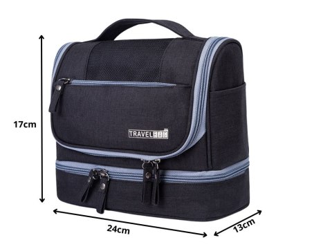 Kosmetyczka podróżna ogranizer z haczykiem duża unisex wodoodporna czarna Kosmetyczka podróżna ogranizer z haczykiem duża unisex wodoodporna czarna