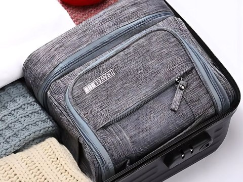 Kosmetyczka podróżna ogranizer z haczykiem duża unisex wodoodporna szara Kosmetyczka podróżna ogranizer z haczykiem duża unisex wodoodporna szara