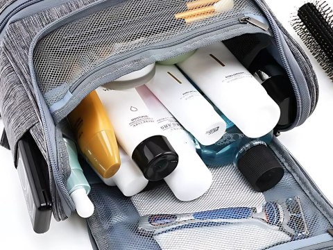 Kosmetyczka podróżna ogranizer z haczykiem duża unisex wodoodporna szara Kosmetyczka podróżna ogranizer z haczykiem duża unisex wodoodporna szara
