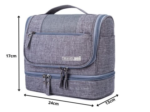 Kosmetyczka podróżna ogranizer z haczykiem duża unisex wodoodporna szara Kosmetyczka podróżna ogranizer z haczykiem duża unisex wodoodporna szara