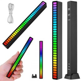 LAMPKA LED USB NA BIURKO REAKCJA NA DŹWIĘK MULTIKOLOR NEON RGB AKUMULATOR