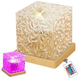 Lampka kryształ rgb z pilotem usb nastrojowa dekoracyjna kostka nocna