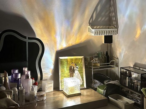 Lampka kryształ rgb z pilotem usb nastrojowa dekoracyjna kostka nocna Lampka kryształ rgb z pilotem usb nastrojowa dekoracyjna kostka nocna