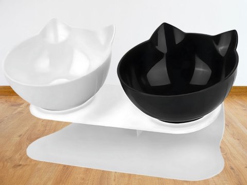 Miska podwójna dla psa kota plastikowa miski komplet na karmę wodę 2x400ml Miska podwójna dla psa kota plastikowa miski komplet na karmę wodę 2x400ml
