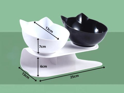 Miska podwójna dla psa kota plastikowa miski komplet na karmę wodę 2x400ml Miska podwójna dla psa kota plastikowa miski komplet na karmę wodę 2x400ml