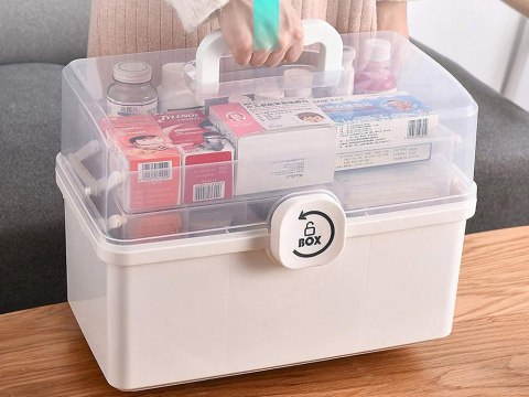 Organizer na leki pojemnik pudełko kasetka apteczka duży na zamek skrzynka Organizer na leki pojemnik pudełko kasetka apteczka duży na zamek skrzynka