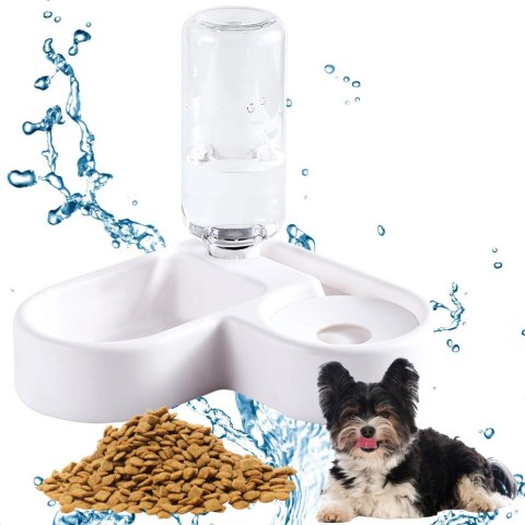 Podwójna miska 2w1 na karmię i wodę z zbiornikiem 500 ml dla psa kota Podwójna miska 2w1 na karmię i wodę z zbiornikiem 500 ml dla psa kota