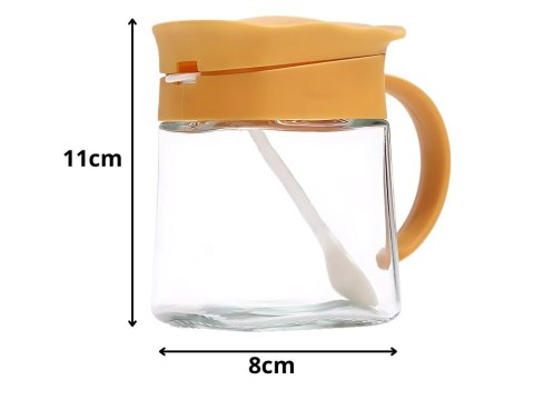 Pojemnik na przyprawy kuchenny z uchwytem szklany 300ml słoik + łyżeczka Pojemnik na przyprawy kuchenny z uchwytem szklany 300ml słoik + łyżeczka