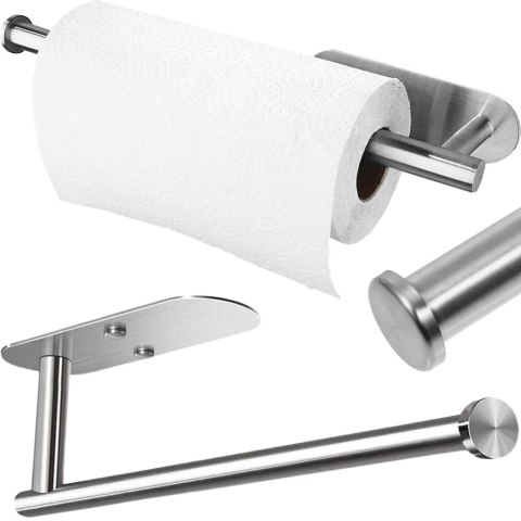 Uchwyt na ręcznik papierowy kuchenny samoprzylepny metalowy srebrny loft Uchwyt na ręcznik papierowy kuchenny samoprzylepny metalowy srebrny loft