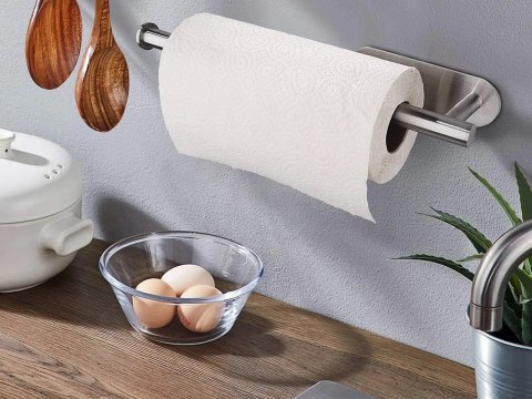 Uchwyt na ręcznik papierowy kuchenny samoprzylepny metalowy srebrny loft Uchwyt na ręcznik papierowy kuchenny samoprzylepny metalowy srebrny loft