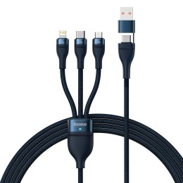 KABEL PRZEWÓD 4W1 USB+USB-C DO USB-C / IPHONE LIGHTNING / MICRO USB 1.2M - NIEBIESKI