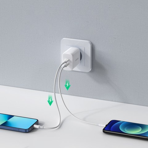 ŁADOWARKA SIECIOWA DO TELEFONU 2X USB-C 40W POWER DELIVERY BIAŁY ŁADOWARKA SIECIOWA DO TELEFONU 2X USB-C 40W POWER DELIVERY BIAŁY