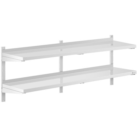 PÓŁKA ŚCIENNA WISZĄCA GASTRONOMICZNA PODWÓJNA Z REGULACJĄ STAL 160 X 40 CM PÓŁKA ŚCIENNA WISZĄCA GASTRONOMICZNA PODWÓJNA Z REGULACJĄ STAL 160 X 40 CM