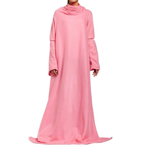 Koc z rękawami snuggie polarowy do czytania różowy Koc z rękawami snuggie polarowy do czytania różowy
