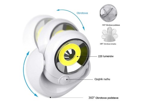 Lampka led cob 360 na baterie z czujnikiem ruchu Lampka led cob 360 na baterie z czujnikiem ruchu