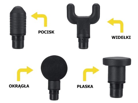 Pistolet do masażu bezprzewodowy masażer 4 głowice Pistolet do masażu bezprzewodowy masażer 4 głowice