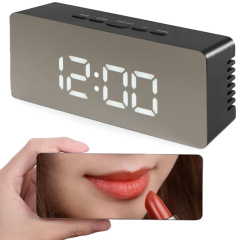 Zegar budzik termometr lustro led alarm data 4w1 Zegar budzik termometr lustro led alarm data 4w1