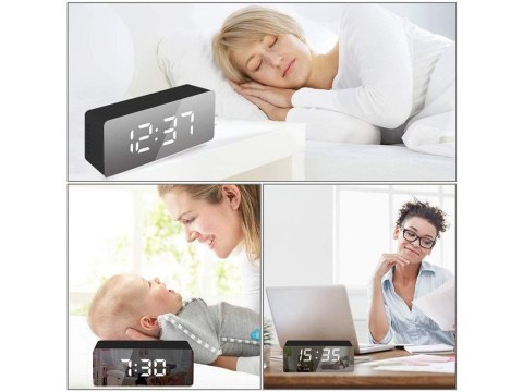 Zegar budzik termometr lustro led alarm data 4w1 Zegar budzik termometr lustro led alarm data 4w1