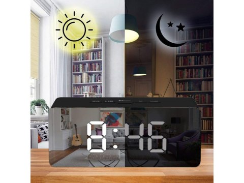 Zegar budzik termometr lustro led alarm data 4w1 Zegar budzik termometr lustro led alarm data 4w1