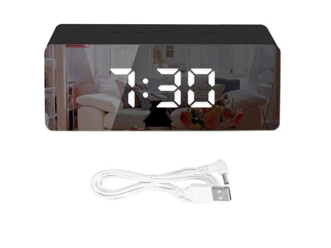 Zegar budzik termometr lustro led alarm data 4w1 Zegar budzik termometr lustro led alarm data 4w1