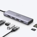 6W1 WIELOFUNKCYJNY HUB USB-C - 3X USB HDMI 4K CZYTNIK KART SD I TF SZARY