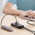 7W1 WIELOFUNKCYJNY HUB ROZDZIELACZ USB-C - 7X USB 3.0 PD DC 12V SZARY