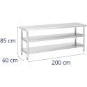 STÓŁ BLAT ROBOCZY STALOWY NIERDZEWNY 2 PÓŁKI 200X60CM