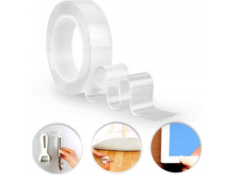 Taśma dwustronna przezroczysta nano tape mocna 5m Taśma dwustronna przezroczysta nano tape mocna 5m