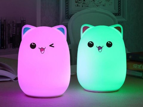 Lampka nocna dla dzieci led kot kotek rgb dotyk Lampka nocna dla dzieci led kot kotek rgb dotyk